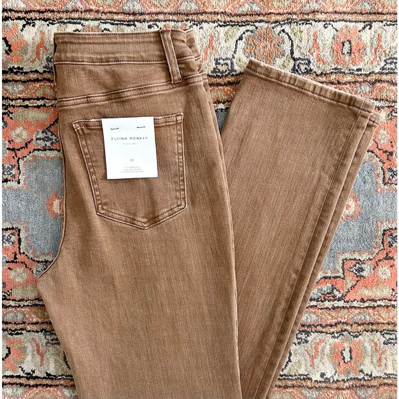 Flying Monkey Slim Straight Stretch Toffee Denim Jeans NWT - Picture 2 of 10